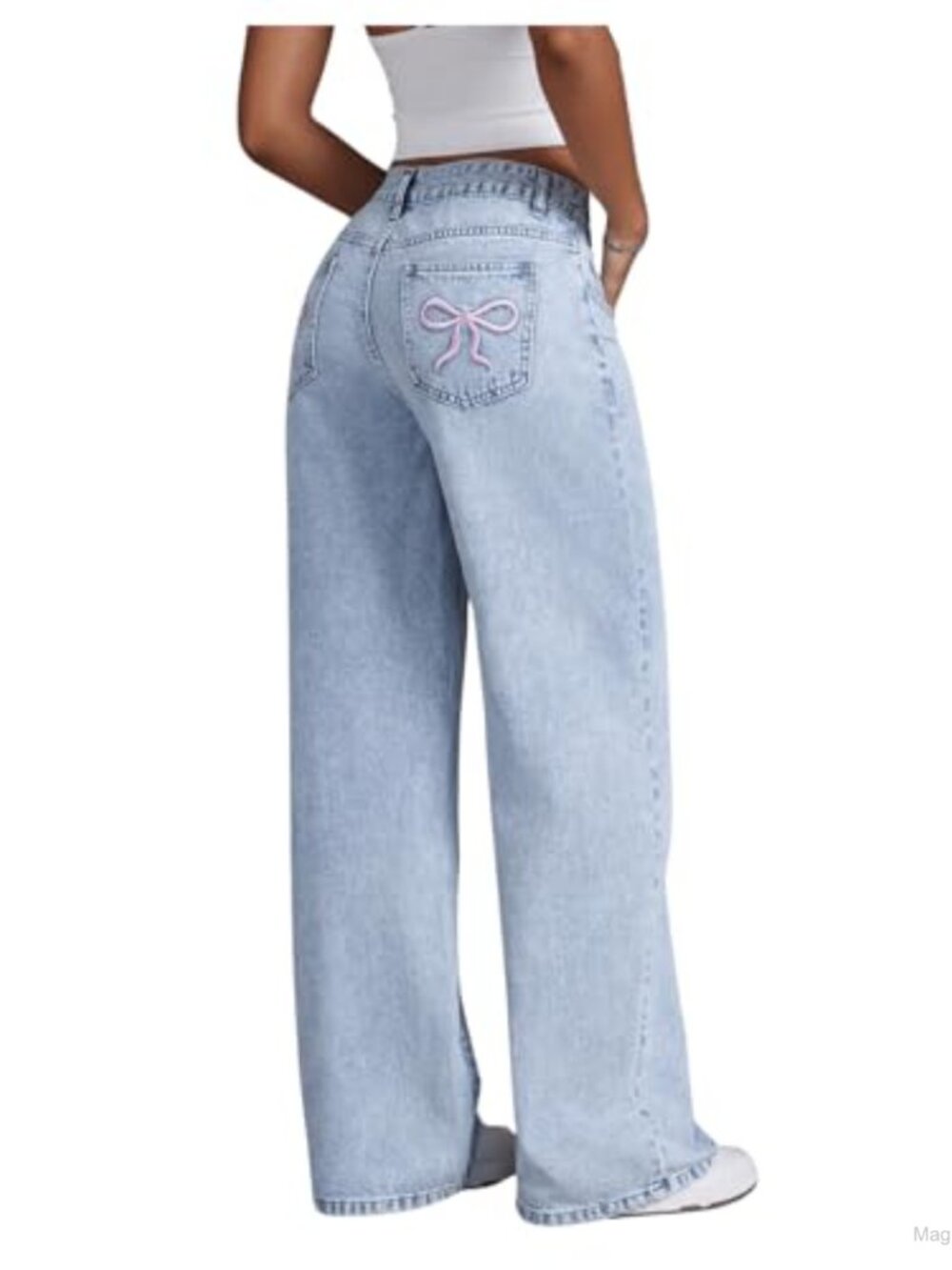 Women's Embroidered Boyfriend Jeans Y2K Straight Leg Non-Stretch Denim